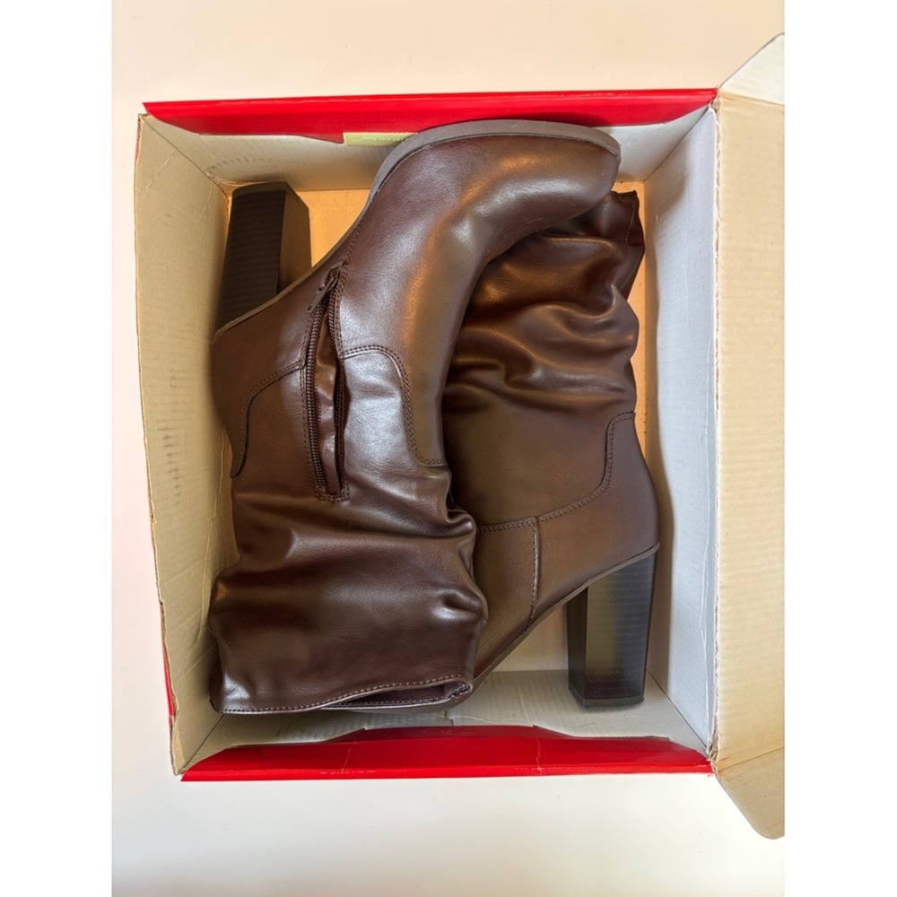 Style & Co. Dark Brown Slouchy Mid-Calf Heeled Boots 7M Like New Western Boho - Picture 2 of 9